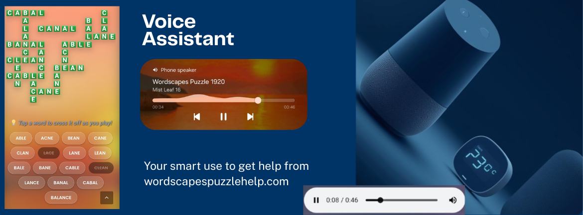 voice assistant banner solvingwordscapes.com