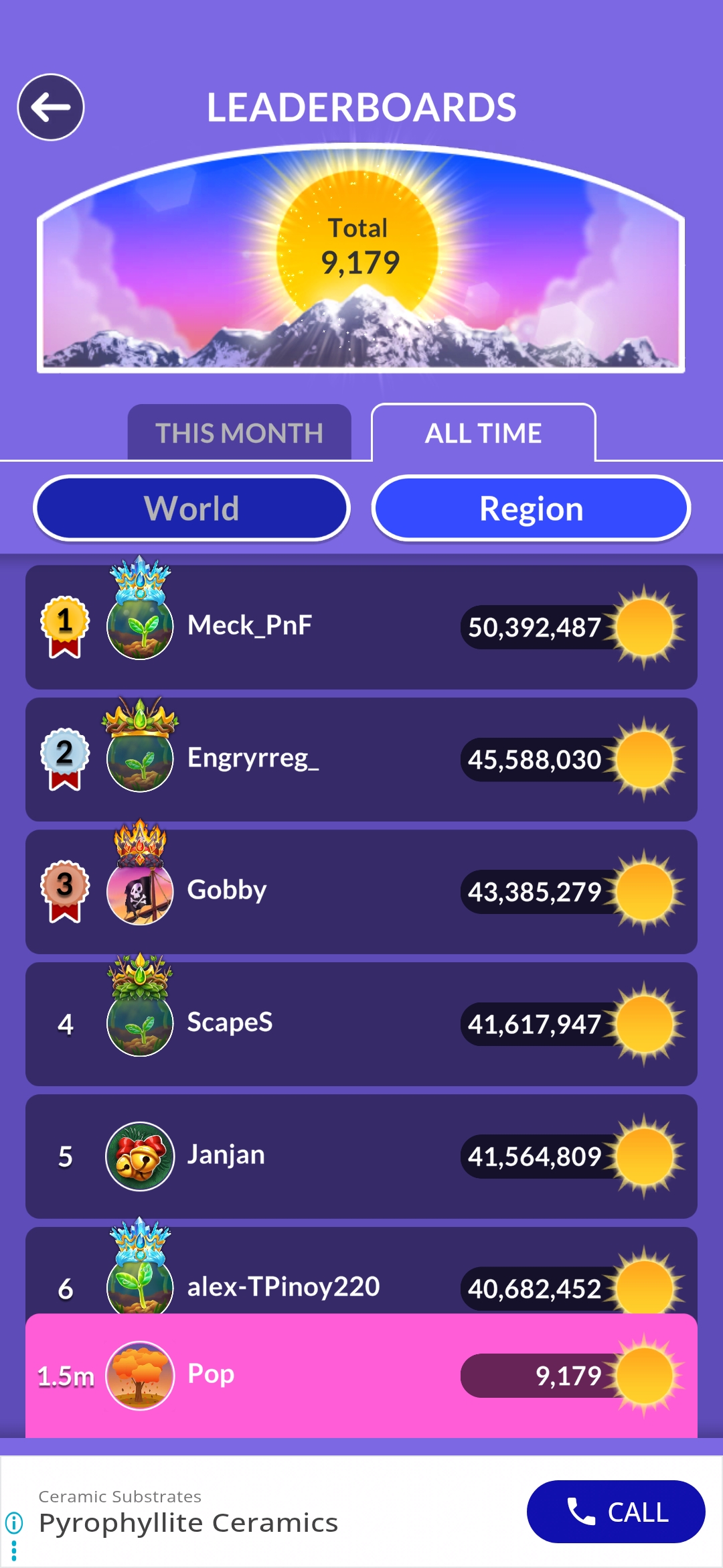 Wordscapes leaderboard update April 20 2026 POP score 9179 rank 1.5m