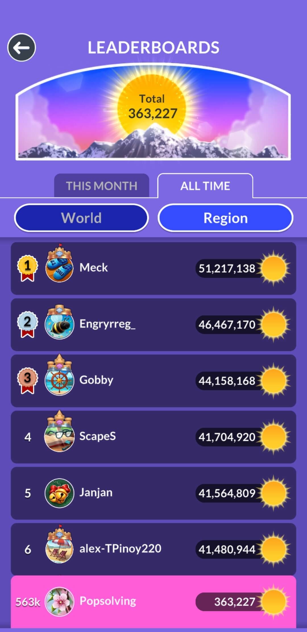 Wordscapes leaderboard update July 6, 2026