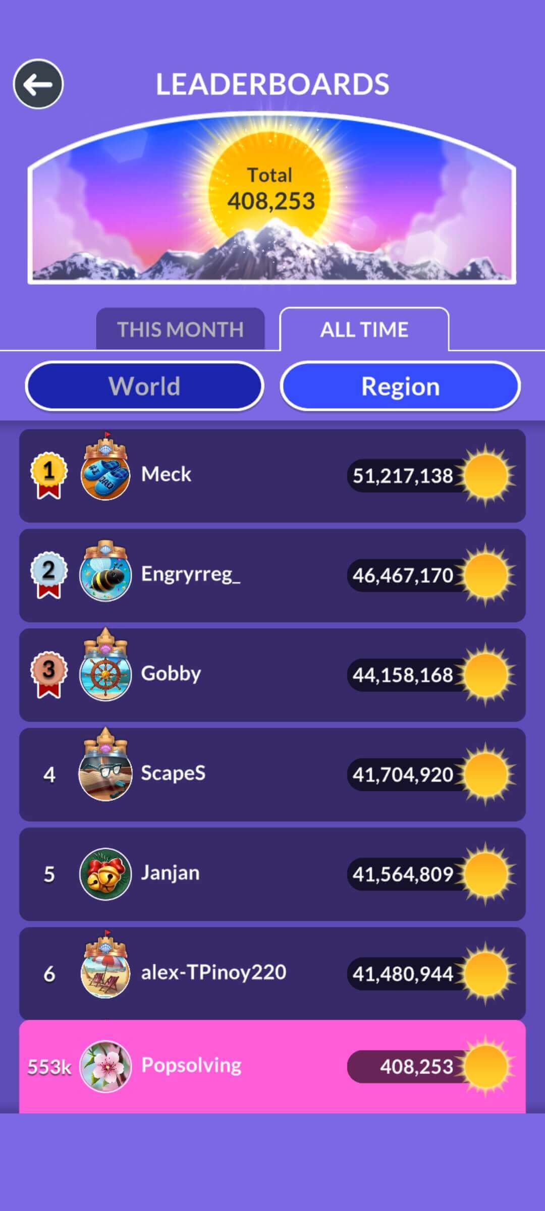 Wordscapes leaderboard update July 13, 2026